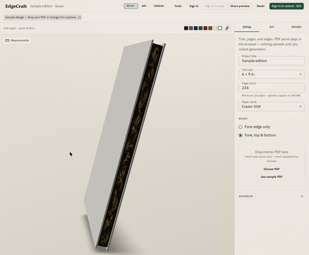 EdgeCraft book edge design tool screenshot